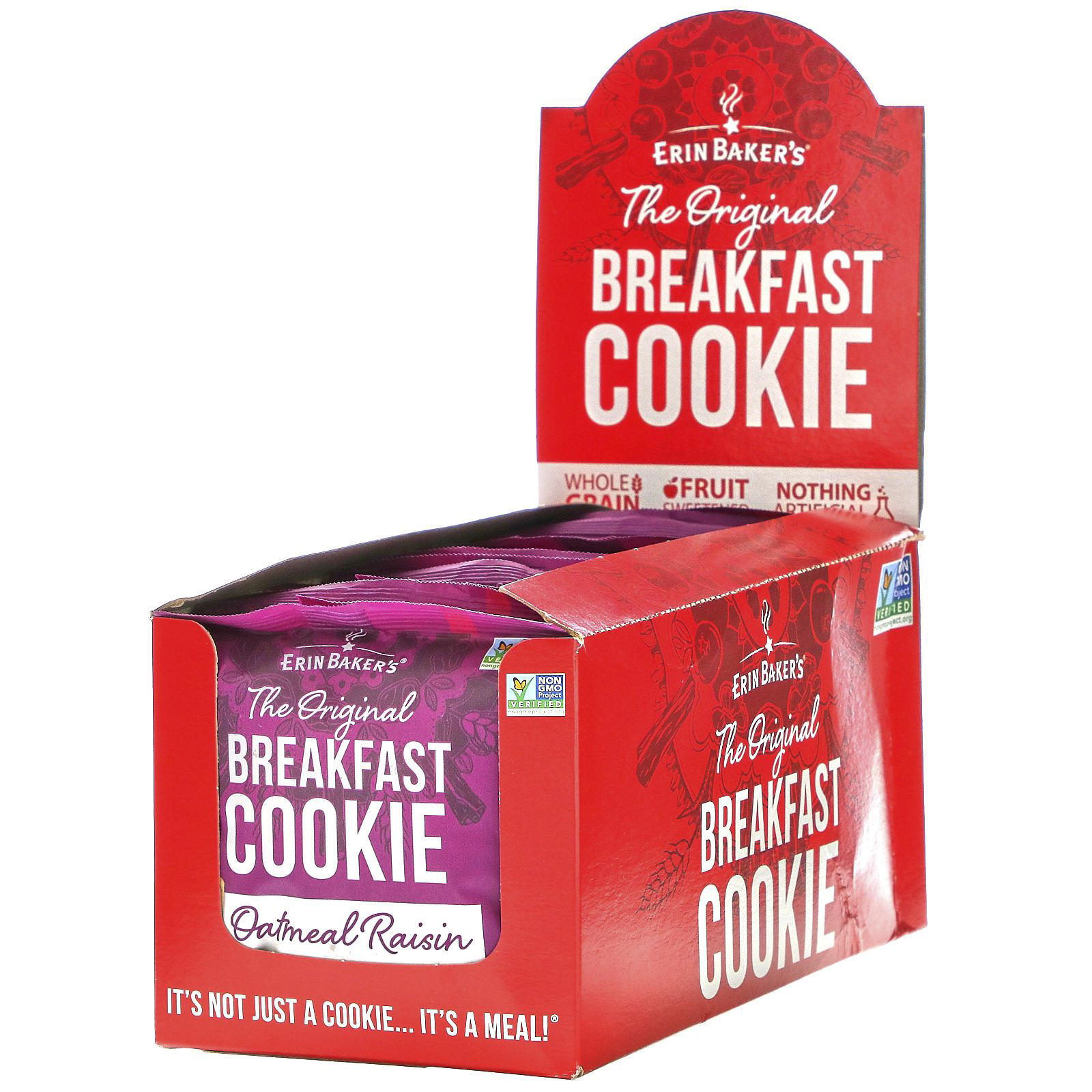 Erin Baker's, The Original Breakfast Cookie, Oatmeal Raisin, 12 Cookies,  3 oz (85 g) Each