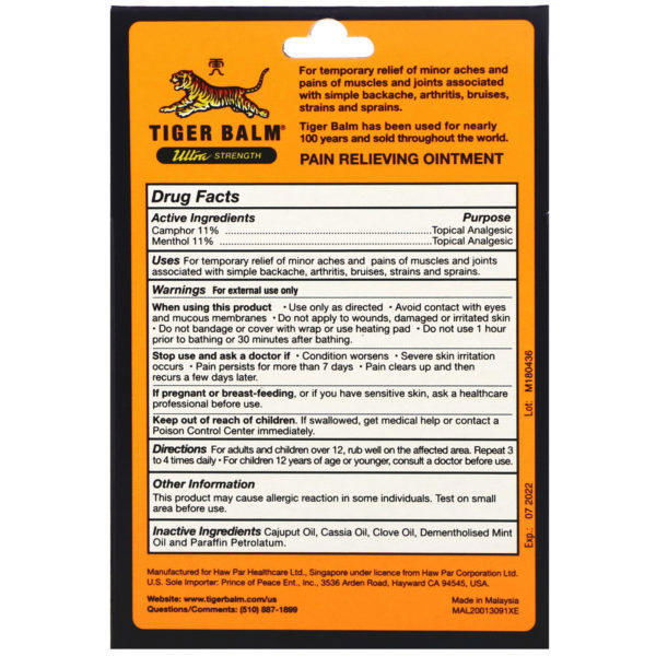 Tiger Balm, Pain Relieving Ointment, Ultra Strength, 1.7 oz (50 g) - Imagen 5