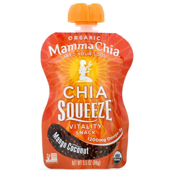 Mamma Chia, Organic Chia Squeeze, Vitality Snack, Mango Coconut, 8 Squeezes, 3.5 oz (99 g) Each - Imagen 3
