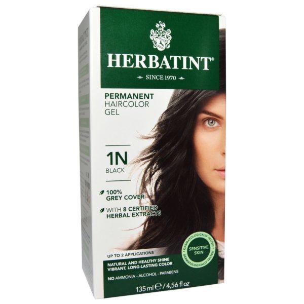 Herbatint, Gel de Tinte para el Cabello Permanente, 1N, Black, 4.56 fl oz (135 ml)