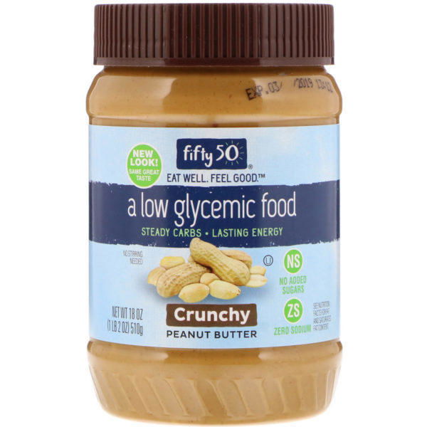Fifty 50, Mantequilla de maní con bajo índice glucémico, crujiente, 18 oz (510 g)