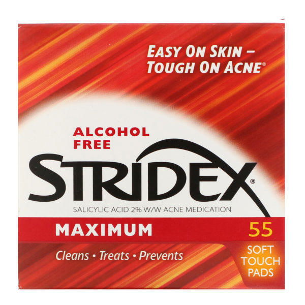Stridex, Control del acné en un solo paso, máximo, sin alcohol, 55 toallitas suaves - Imagen 2
