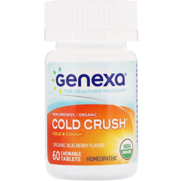 Genexa, Cold Crush, Cold & Cough, Organic Acai Berry Flavor, 60 Chewable Tablets - Imagen 3