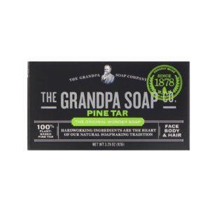 Grandpa's, Jabón de Barra para el Rostro, Cuerpo y Pelo, Alquitrán de Pino - 3,25 oz (92 g)