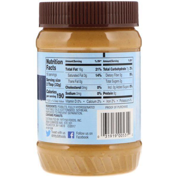 Fifty 50, Mantequilla de maní con bajo índice glucémico, crujiente, 18 oz (510 g) - Imagen 2