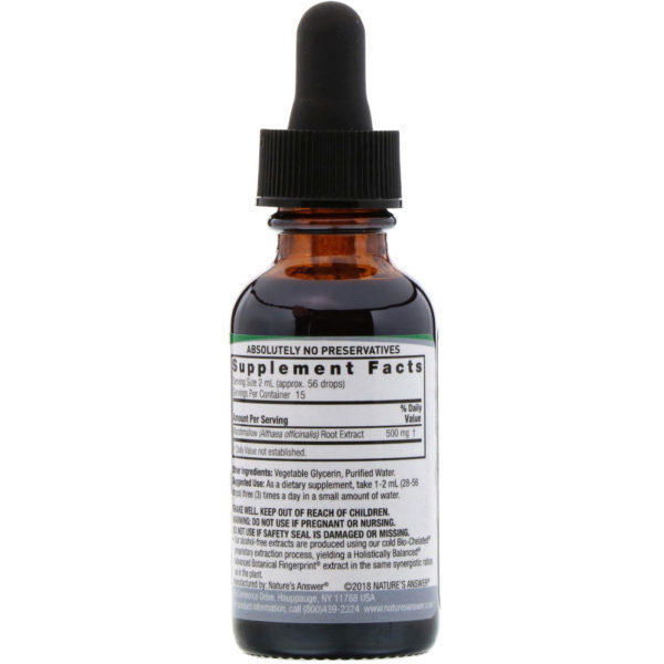 Nature's Answer, Marshmallow (Malvavisco), Alcohol Free (Sin Alcohol), 2,000 mg, 1 fl oz (30 ml) - Imagen 2