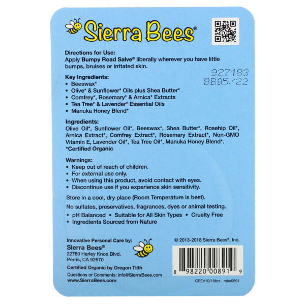Sierra Bees, Bumpy Road Salve, Bálsamo, 17 g (0,6 oz) - Imagen 4