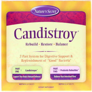 Nature's Secret, Suplemento para la Salud Intestinal Candistroy, 2 Part System, 2 Botes- 60 Tabletas cada uno