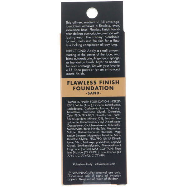 E.L.F., Flawless Finish Foundation, Oil Free, Sand, 0.68 fl oz (20 ml) - Imagen 3