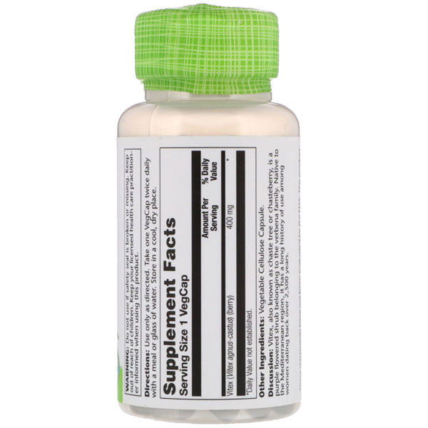 Solaray, Vitex, 400 mg, 100 cápsulas vegetales - Imagen 2