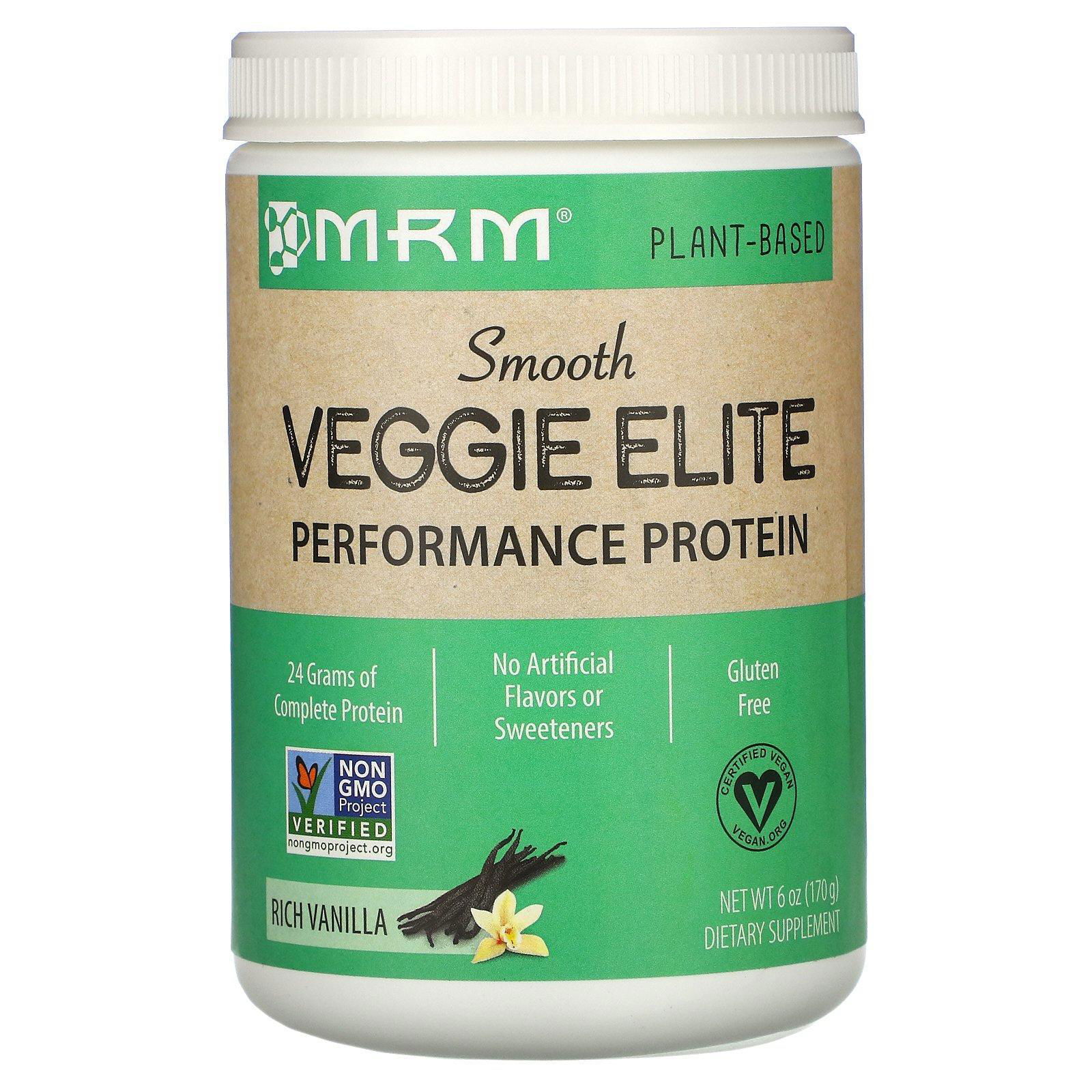 MRM, Smooth Veggie Elite, Proteína de rendimiento, Vainilla deliciosa, 170 g (6 oz)