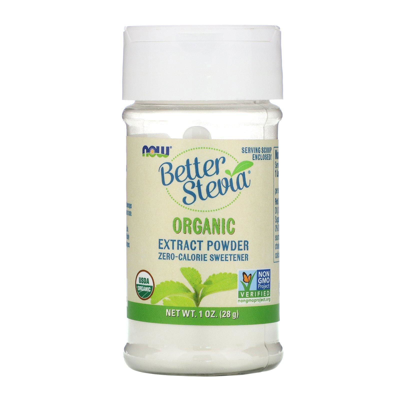 Now Foods, Orgánico certificado, Better Stevia, extracto en polvo, 1 oz (28 g)