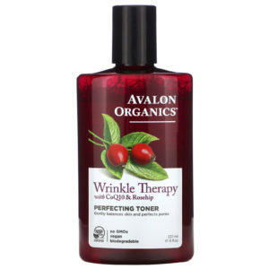 Avalon Organics, Terapia para arrugas con CoQ10 & rosa mosqueta, tonificador de perfeccionamiento, 8 fl oz (237 ml)