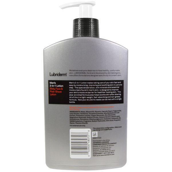 Lubriderm, Loción 3 en 1 para hombres, cuerpo, rostro y para después de afeitarse de 473 ml - Imagen 2