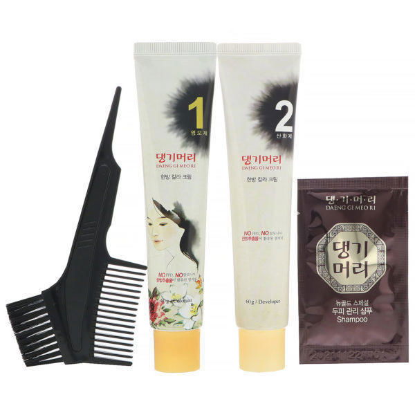 Doori Cosmetics, Daeng Gi Meo Ri, Tintura para el cabello con hierbas medicinales, Negro, 1 kit