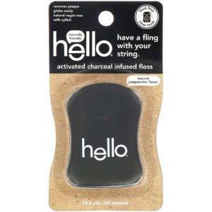 Hello, Hilo dental con carbón activado, sabor menta natural, 49,9 m