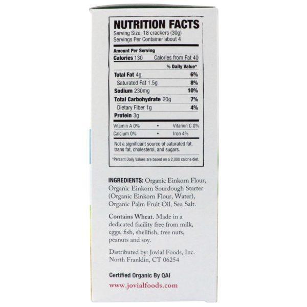 Jovial, Galletas Orgánicas de Masa Einkorn, Sal marina, 4.5 oz (128 g) - Imagen 2