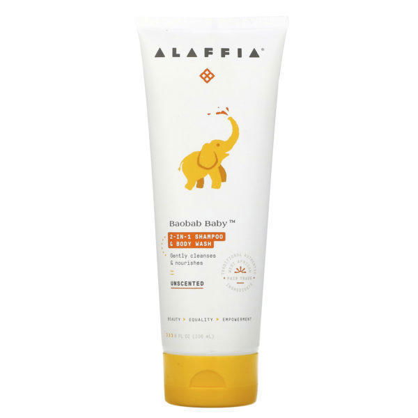 Alaffia, Baobab Baby, 2-in-1 Shampoo & Body Wash, Unscented, 8 fl oz (236 ml)