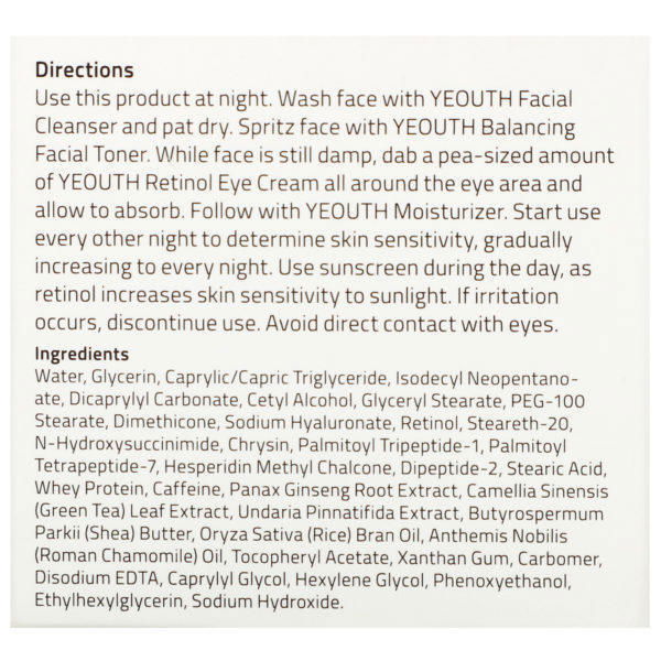 Yeouth, Retinol Eye Cream, 2 fl oz (60 ml) - Imagen 4