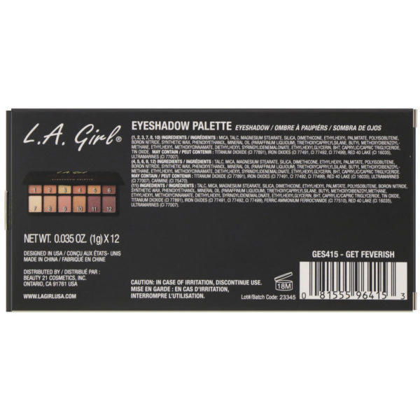 L.A. Girl, Paleta de sombras para ojos Get Feverish, 1 g (0,035 oz) cada una - Imagen 3