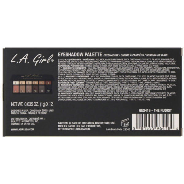 L.A. Girl, Paleta de sombras para ojos The Nudist, 1 g (0,035 oz) cada una - Imagen 3