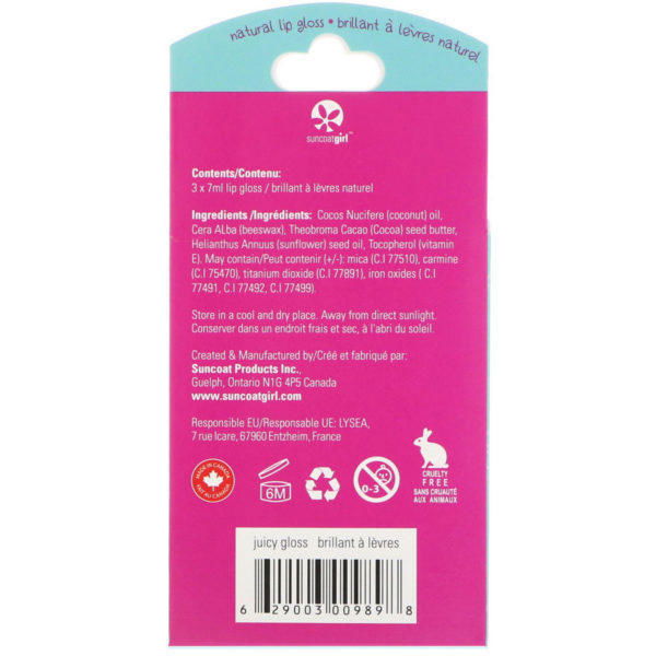 SuncoatGirl, Gloss labial natural, Paquete de 3 piezas, 7 ml (0,23 oz) cada uno - Imagen 3
