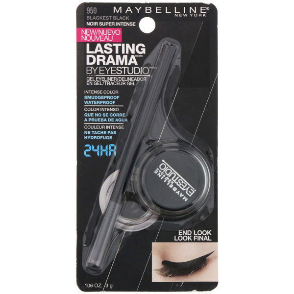 Maybelline, Eyestudio, Lasting Drama, Delineador en gel, Negro extremo, 3 g (0,106 oz) - Imagen 3