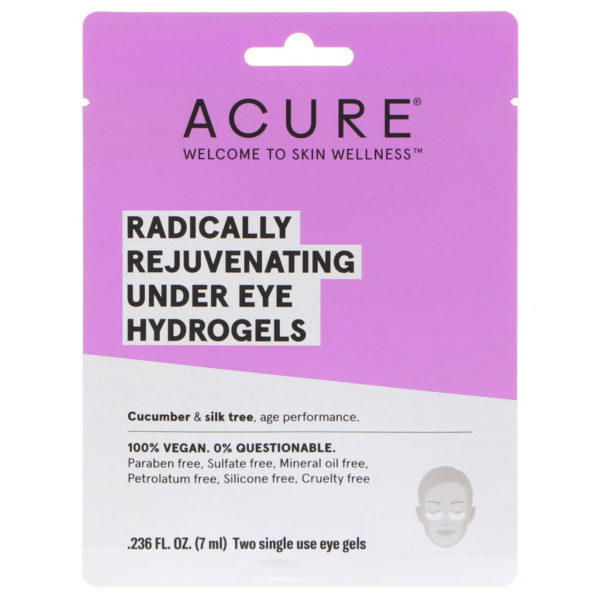 Acure, Mascarilla de hidrogel para rejuvenecer radicalmente las ojeras, 2 geles de uso único para ojos, 0.236 fl. Oz (7 ml)