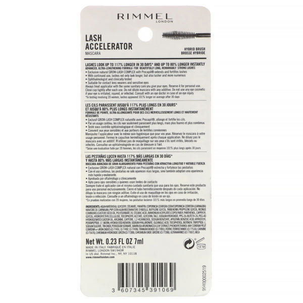 Rimmel London, Máscara para pestañas Lash Accelerator, 003 Negro extremo, 7 ml (0,23 oz. líq.) - Imagen 3