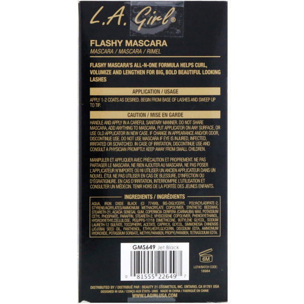 L.A. Girl, Máscara para pestañas Flashy, Negro intenso, 8 ml (0,27 oz. líq.) - Imagen 3