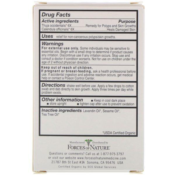 Forces of Nature, Papiloma cutáneo, removedor de papilomas orgánico, acción extra, 11 ml (0,37 oz) - Imagen 2