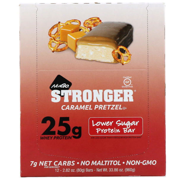 NuGo Nutrition, STRONGER, Protein Bar, Caramel Pretzel, 12 Bars, 2.82 oz (80 g) Each - Imagen 2