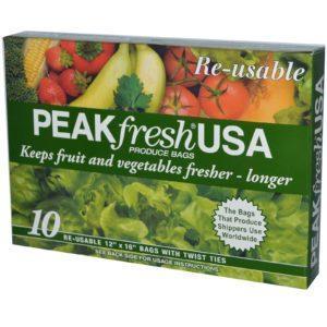PEAKfresh USA, Bolsas, reutilizables, 10 - 12 "x 16" Bolsas, con precintos