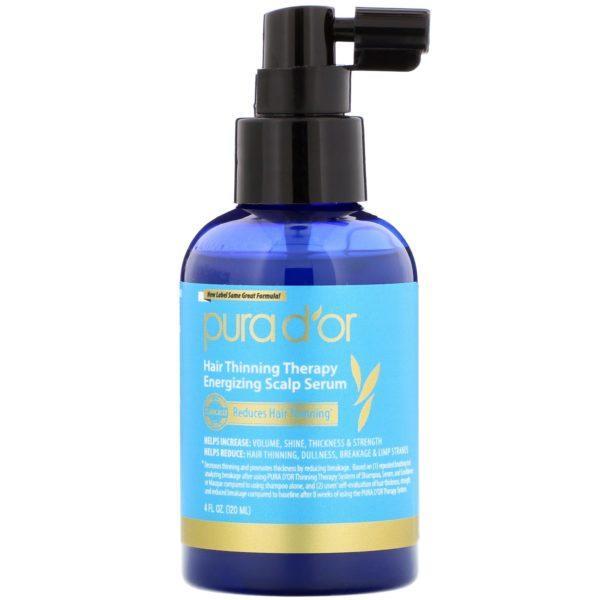 Pura D'or, Suero de terapia para la caída del cabello energizando el cuero cabelludo, 4 fl oz (120 ml)