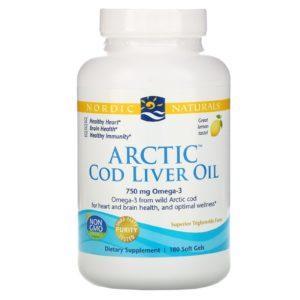 Nordic Naturals, Arctic Cod Liver Oil, Limón, 1000 mg, 180 Cápsulas Gelificadas
