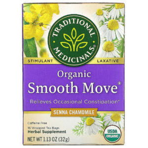 Traditional Medicinals, Smooth Move, Producto orgánico, Manzanilla y Senna, Sin cafeína, 16 bolsitas de té envueltas, 32 g (1,13 oz)