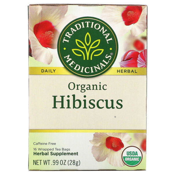 Traditional Medicinals, Té de hibisco orgánico, Sin cafeína, 16 bolsitas de té envueltas, 28 g (0,99 oz)
