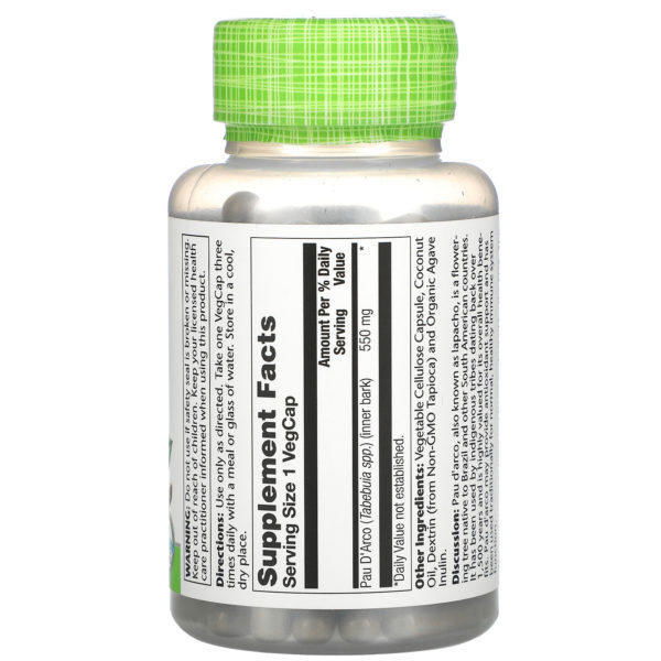 Solaray, Lapacho, 550 mg, 100 cápsulas vegetarianas - Imagen 2