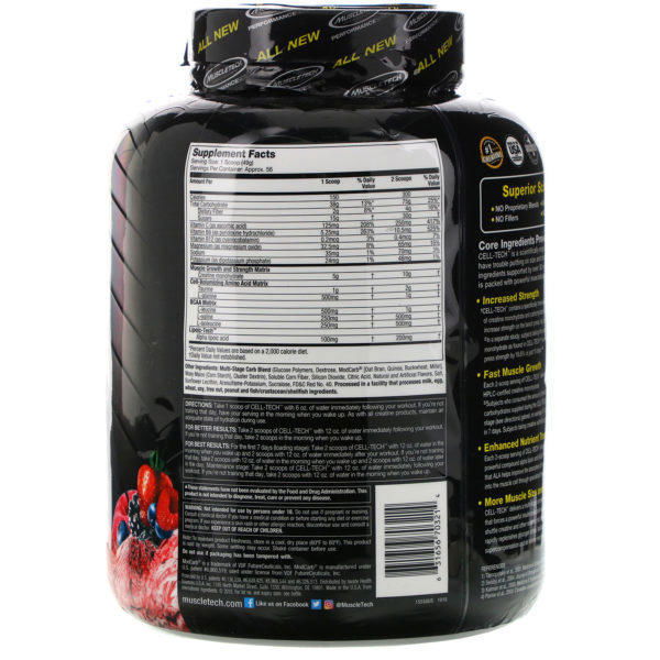 Muscletech, Performance Series, CELL-TECH, The Most Powerful Creatine Formula, Fruit Punch, 6.00 lb (2.72 kg) - Imagen 2