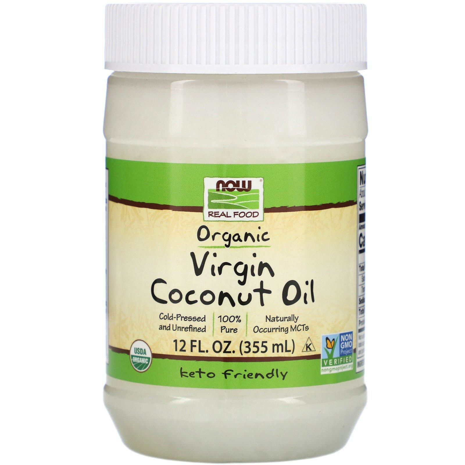 Now Foods, Real Food, Aceite de coco orgánico virgen, 355 ml (12 oz. líq.)