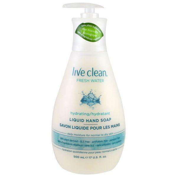 Live Clean, Jabón líquido hidratante para manos, agua fresca, 17 fl oz (500 ml)