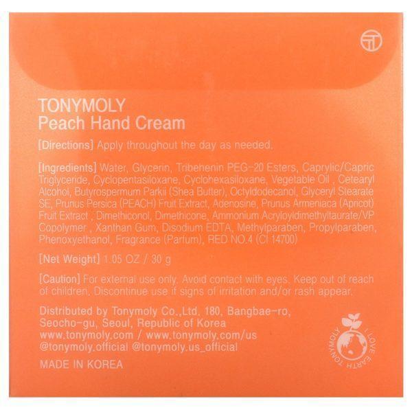 Tony Moly, Peach Hand Cream, 1.05 oz (30 g) - Imagen 4