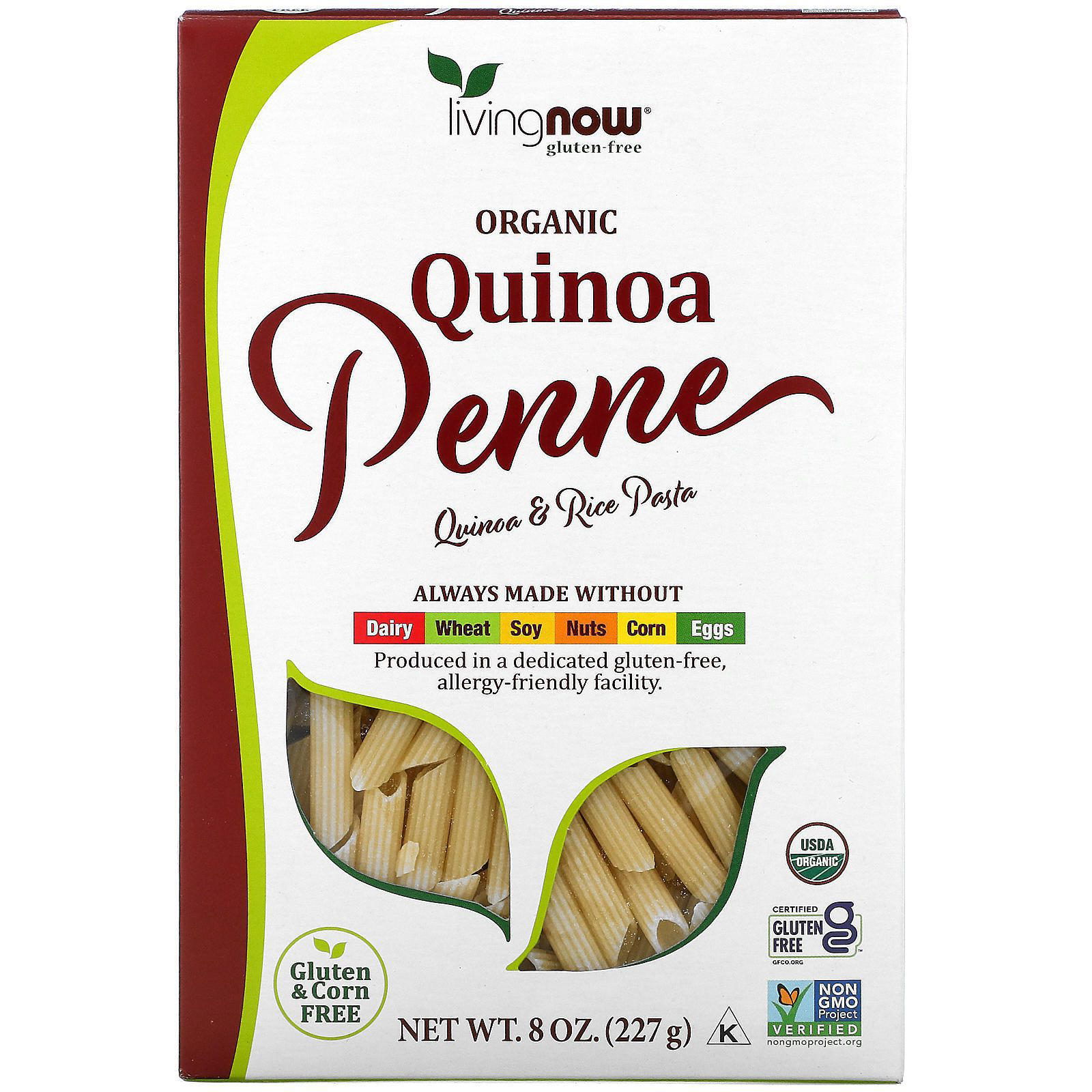 Now Foods, Living Now, Penne de quinua orgánica, Pasta de quinua y arroz, 227 g (8 oz)
