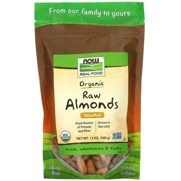 Now Foods, Almendras crudas orgánicas, sin sal, 12 oz (340 g)