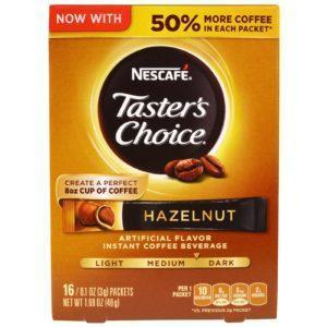 Nescafé, Taster's Choice, Bebida Instantánea de Café, Avellana, 16 Paquetes, 0.1 oz (3 g) Cada Uno