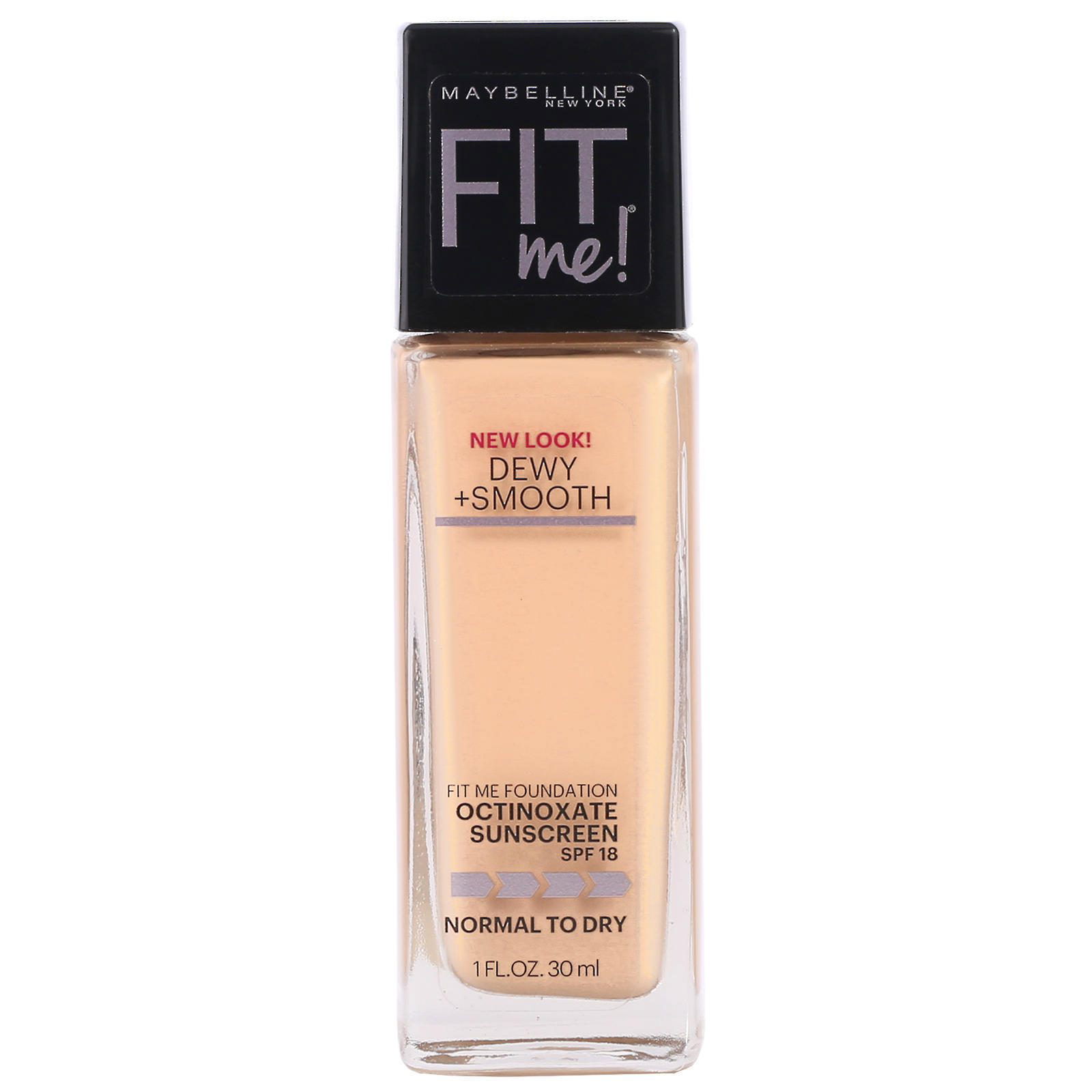 Maybelline, Fit Me, Dewy + Smooth, Base suavizante e hidratante, 125 Nude Beige (beige piel), 30 ml (1 oz. líq.)