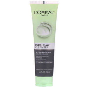L'Oreal, Desmaquillante con arcilla pura, Desintoxica e ilumina, 3 arcillas puras y carbón vegetal, 130 ml (4,4 oz. líq.)