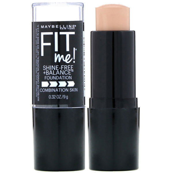 Maybelline, Fit Me, Shine-Free + Balance, Base de maquillaje en barra, 120 Classic Ivory (marfil clásico), 9 g (0,32 oz)