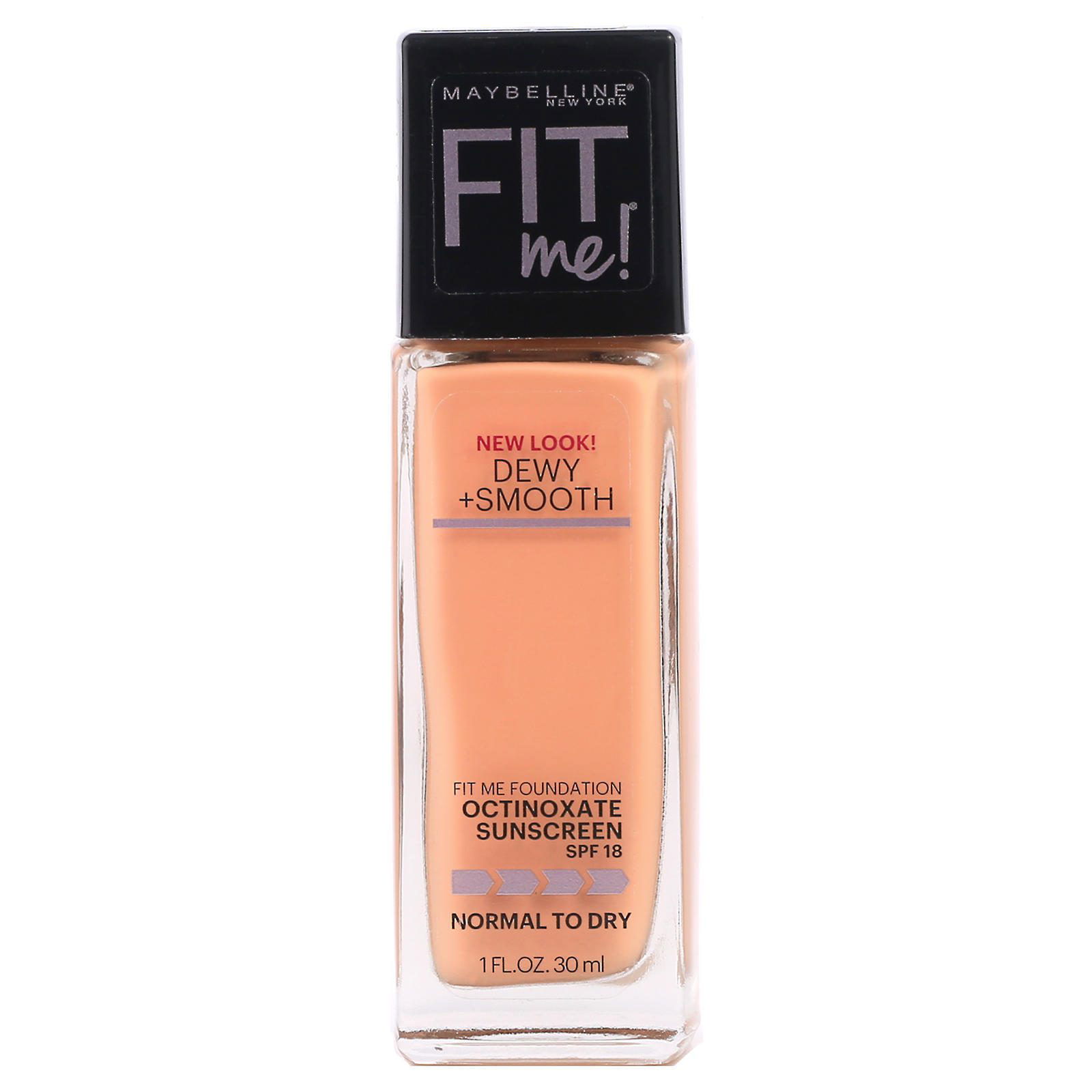 Maybelline, Fit Me, Dewy + Smooth, Base suavizante e hidratante, 245 Classic Beige (beige), 30 ml (1 oz. líq.)