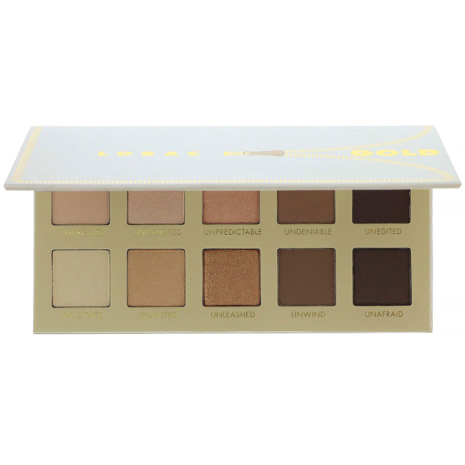 Lorac, Paleta de sombras para ojos, Puro dorado, Unzipped Gold con mini prebase de ojos Behind The Scenes, 16,7 g (0,58 oz)